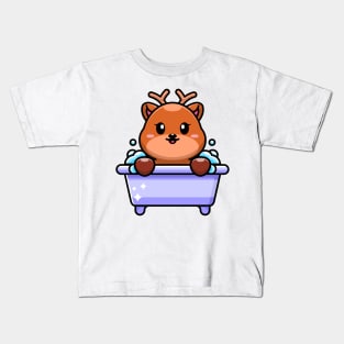 Cute deer in a bathtub cartoon character Kids T-Shirt